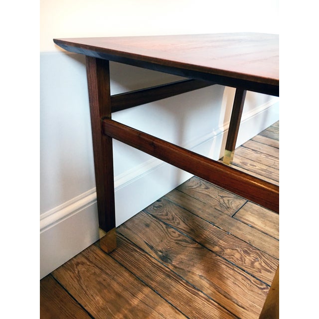 Jack Cartwright for Founders Furniture Walnut + Brass Side Table Chairish