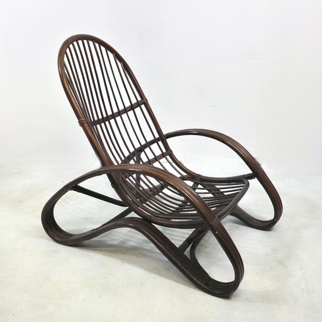 Mid-Century Modern Rattan Lounge Chairs by Tito Agnoli, 1960s, Set of 2 For Sale - Image 3 of 8