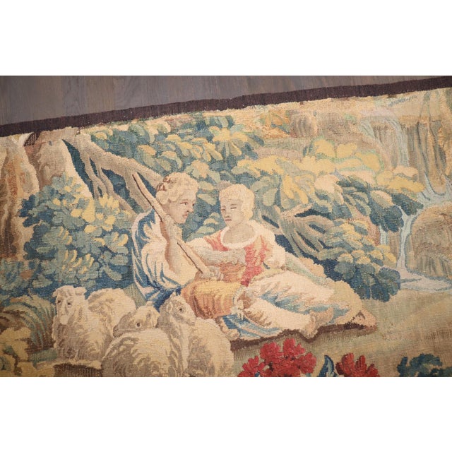 Blue Late 18th Century French sheep Shepherd Tapestry rug no. 10938 For Sale - Image 8 of 8