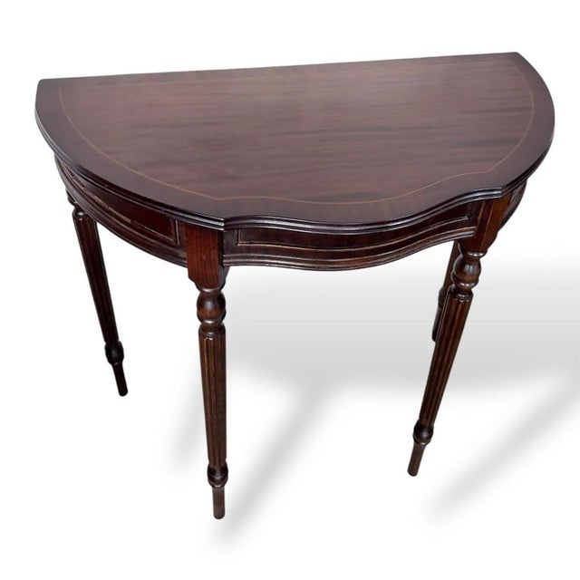 Vintage Mahogany Demi-Lune Hallway Table with Drawer For Sale - Image 5 of 8