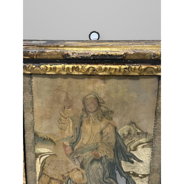 18th Century Framed Continental Silk Work "Noli Me Tangere" Stumpwork Panel, 18th Century For Sale - Image 5 of 11