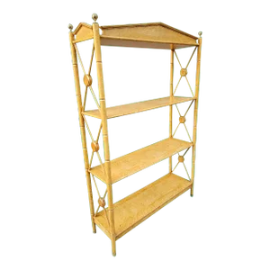 Vintage Faux Bamboo and Painted Faux Burl Etagere