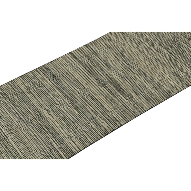 Rug & Kilim Rug & Kilim’s Contemporary Runner in Black, White & Beige Geometric Pattern For Sale - Image 4 of 8