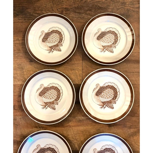 Mid-Century Modern Set of 8 Mid Century Modern Thanksgiving "Turkey Design" Plates Made in Finland by Arabia Signed For Sale - Image 3 of 12