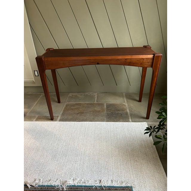 Magnificent sophisticated hand crafted figured black walnut console table by Bucks County master woodworker, Dave Cloud,...