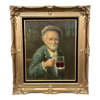 Circa 1900 Henrico Settimo Fanti "Old Sicilian Fisherman" Original Oil Painting, Framed For Sale