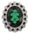 Vintage Platinum 950 Milgrain Natural Diamond and Tourmaline Ring, Size 7 For Sale