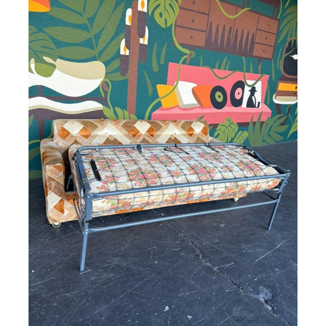 Mid Century Velvet Sleeper Sofa For Sale - Image 9 of 14