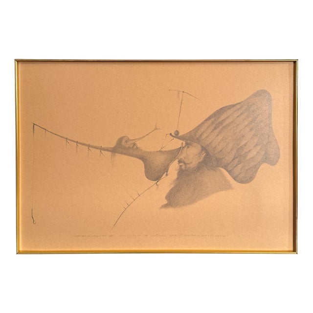 Max Marra, Fisherman of Fish and Furs, 1990s, Pencil For Sale