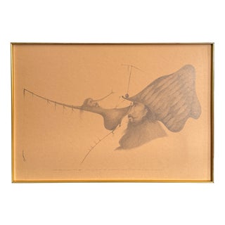 Max Marra, Fisherman of Fish and Furs, 1990s, Pencil Drawing For Sale