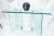 Curved Glass Base Glass Top Brass Stretchers Console Table For Sale - Image 9 of 11