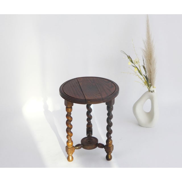 Small Vintage Plant Stand with Turned Legs, 1920s For Sale - Image 9 of 9