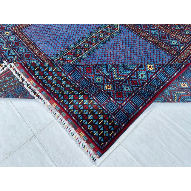 Hand-Knotted Afghan Turkmen Ensi Wool Area Rug - 8'4" X 11'10" For Sale - Image 13 of 15