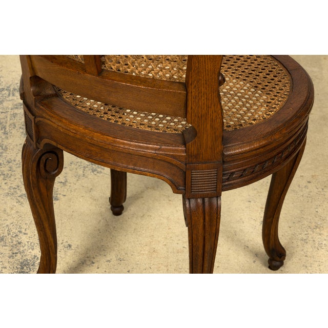 Set of Six Mid-19th Century French Napoleon III Carved Oak and Cane Dining Chairs For Sale - Image 15 of 18