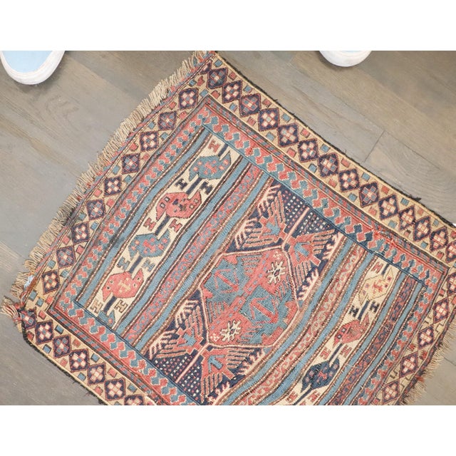 Late 19th Century 19th Century Tribal Antique Zabihi Collection Persian Soumac - 1'8" x 1'10" For Sale - Image 5 of 6