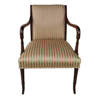 Late 20th Century Hickory Chair Co. Regency Mahogany and Upholstered Armchair For Sale