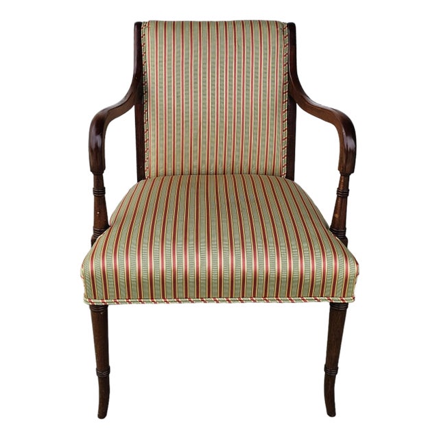 Late 20th Century Hickory Chair Co. Regency Mahogany and Upholstered Armchair For Sale
