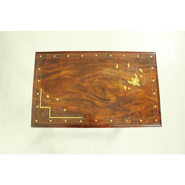 Italian Rosewood Nesting Tables with Copper Inlay, 1950s, Set of 4 For Sale - Image 7 of 12