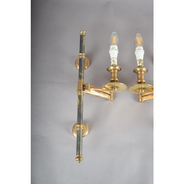 Vintage Brass Swing-Arm Wall Lamps from Maison Jansen, France, 1960s, Set of 2 For Sale - Image 14 of 17
