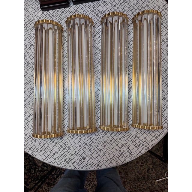 Thick Tubular Glass and Solid Brass Wall Sconce For Sale - Image 11 of 12