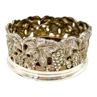 Vintage Silver Plated Grape Motif Champagne/Wine Coaster For Sale