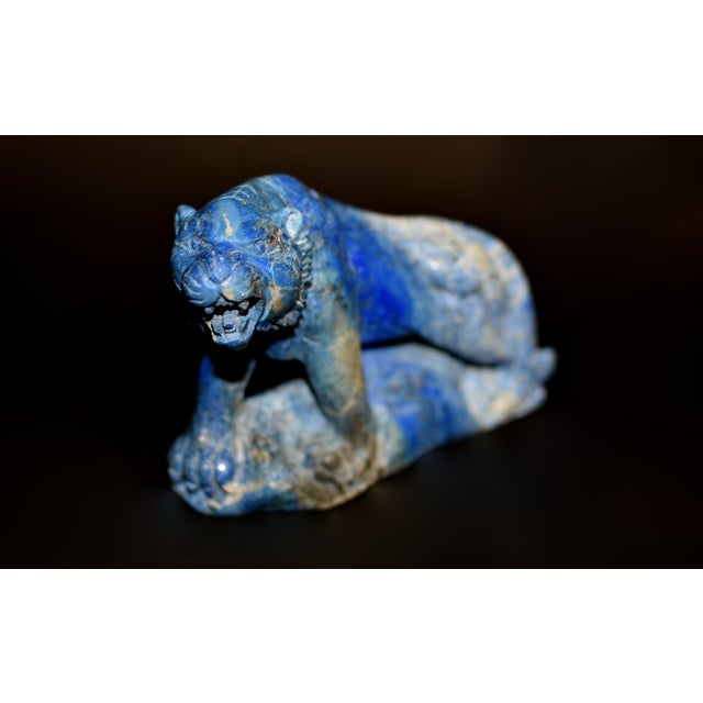 Portraiture Vintage Lapis Lazuli Tiger Statue Paperweight For Sale - Image 3 of 11