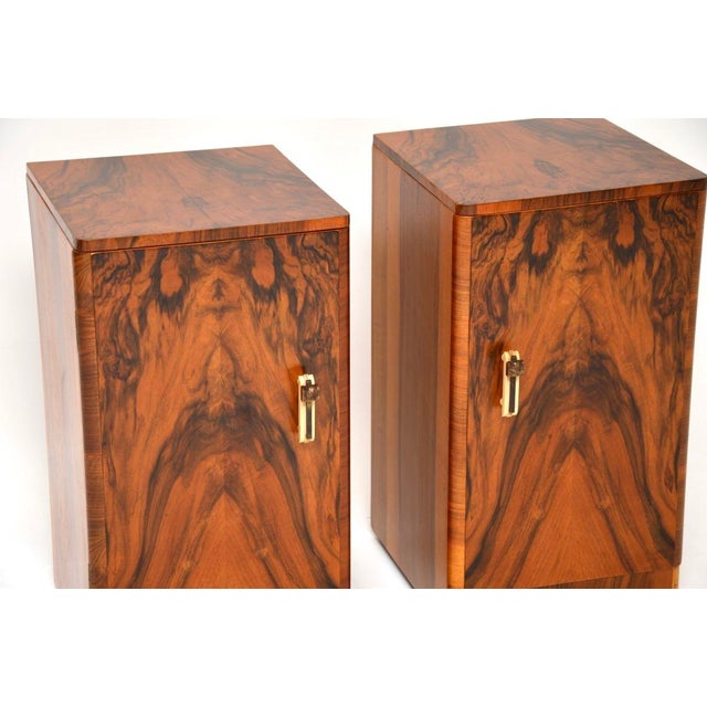 Art Deco Burr Walnut Bedside Cabinets, 1930s, Set of 2 For Sale - Image 9 of 11