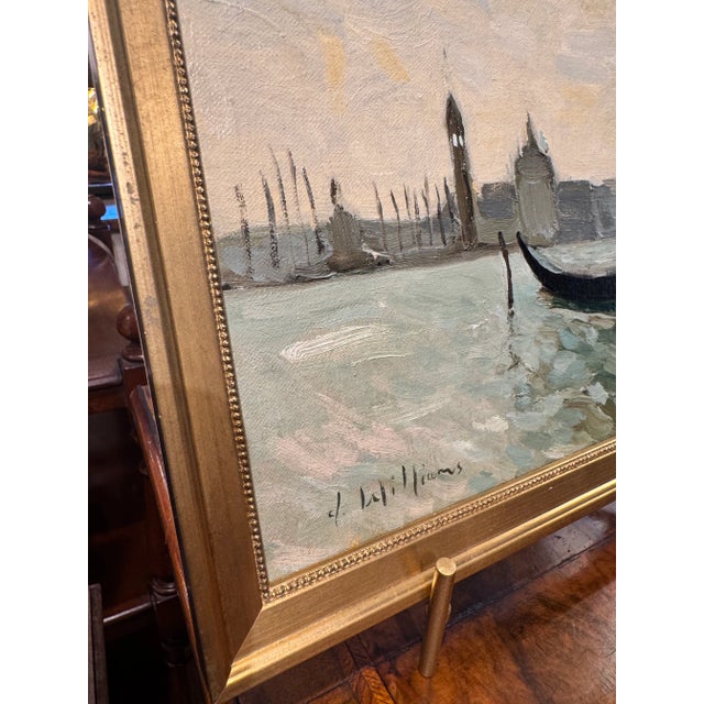 A local artist brings a beautiful still life oil on canvas. Lovely waterfront image is represented in Venice, contrasted...