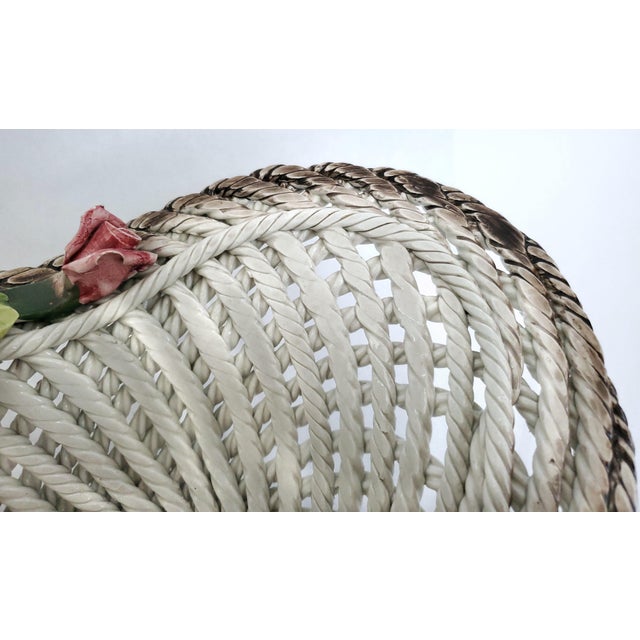 White Bowl Centerpiece Spaghetti Porcelain & Roses Italy 1960s For Sale - Image 8 of 13