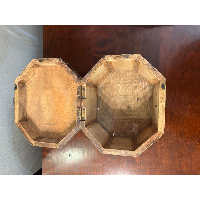 Mid 20th Century Antique Wooden Octagonal Trinket Box For Sale - Image 5 of 6