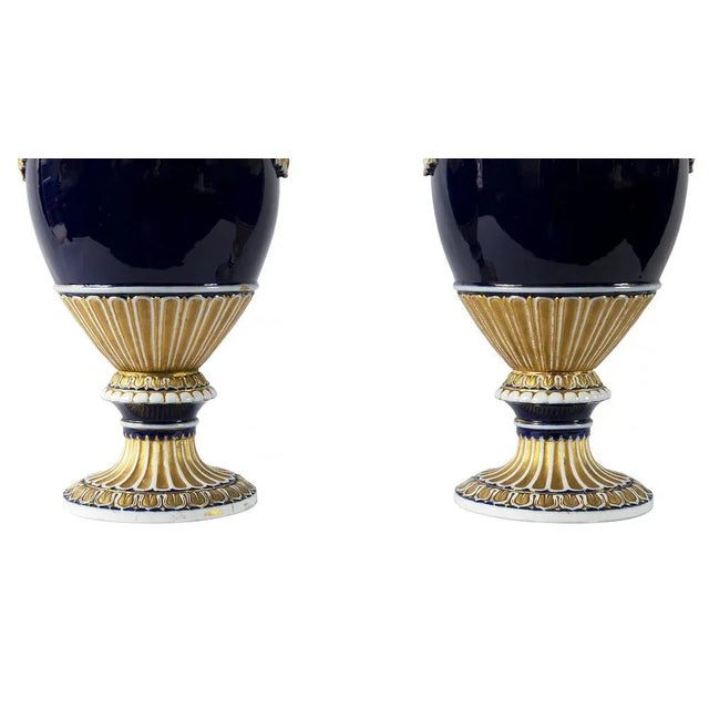 German Cobalt Blue Porcelain Vases by August Leuteritz for Meissen, 1890s, Set of 2 For Sale - Image 6 of 11