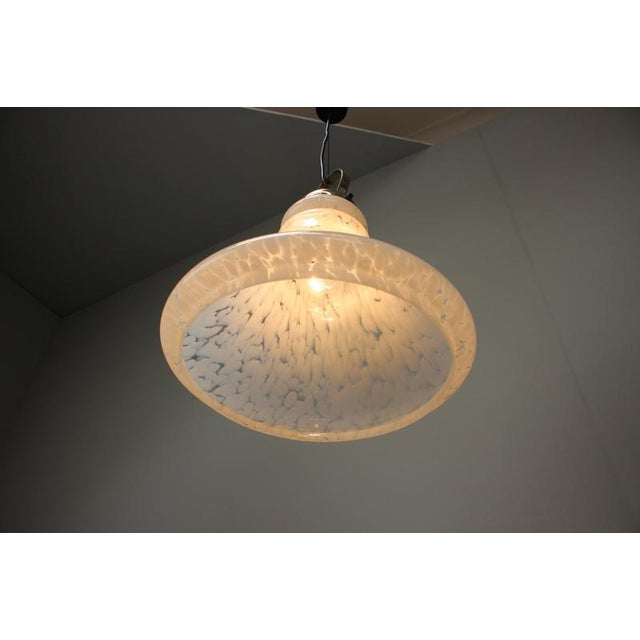 Mid-Century Bell Glass Pendant Lamp, Former Czechoslovakia, 1970s For Sale - Image 10 of 11