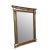 An Italian hand-painted mirror framed with Corinthian columns and a stepped crown. Gold accents on a dark burgundy frame.