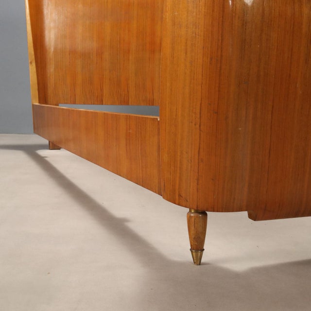 Wood Vintage Double Bed in Walnut Veneer, 1950s For Sale - Image 7 of 9