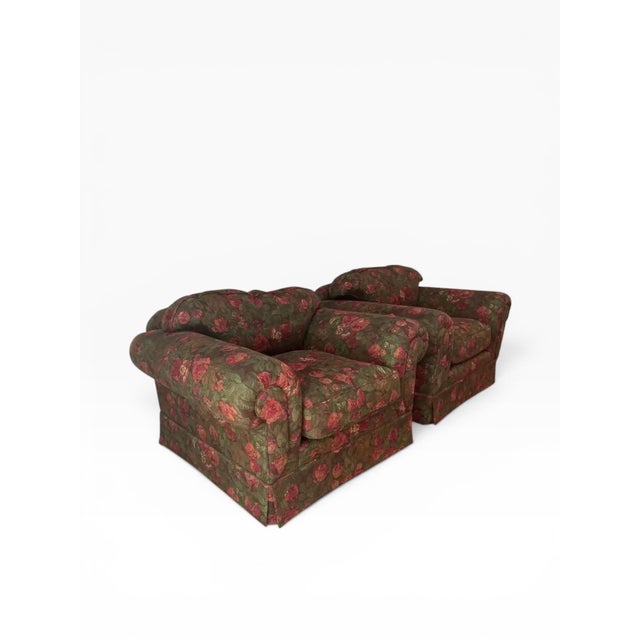 Kravet Pair of Kravet Attributed Armchairs Upholstered in Ralph Lauren Floral Fabric For Sale - Image 4 of 10