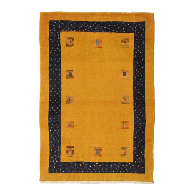 Vintage Hand-Knotted Persian Lori Gabbeh Rug 3'5" X 5'0" For Sale