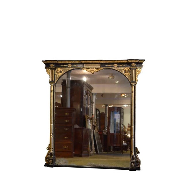 Outstanding English Victorian wall mirror, having original glass with some foxing and imperfections in moulded and...