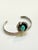 Vintage Southwest Navajo Style Sterling Silver Stamped Turquoise Leaf Cuff Bracelet For Sale In Seattle - Image 6 of 8