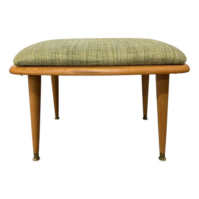 Mid-Century Modern Heywood Wakefield Champagne Upholstered Stool For Sale