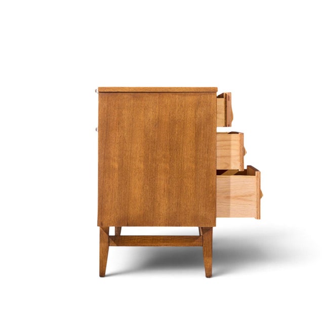 Broyhill Brasilia Broyhill Brasilia Mid Century Walnut and Brass 6 Drawer Dresser For Sale - Image 4 of 9