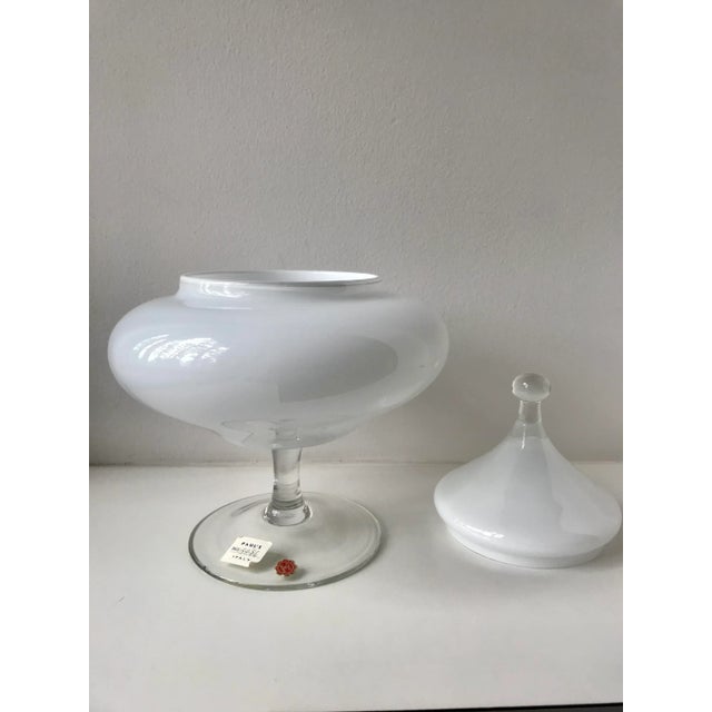 Murano Giant Vintage Murano Glass Compote Candy Dish in White For Sale - Image 4 of 12