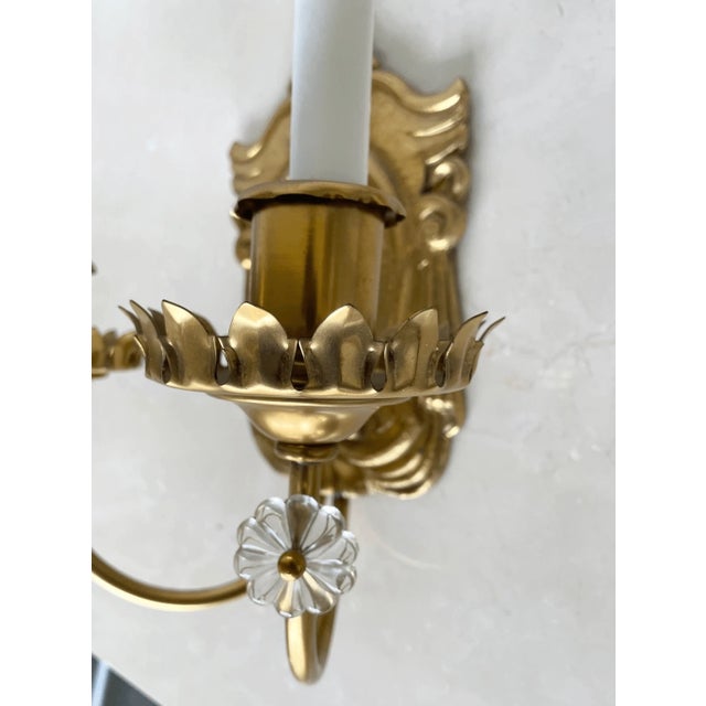 Early 20th Century Antique Brass Wall Sconce Baroque Style Two Light For Sale - Image 5 of 6