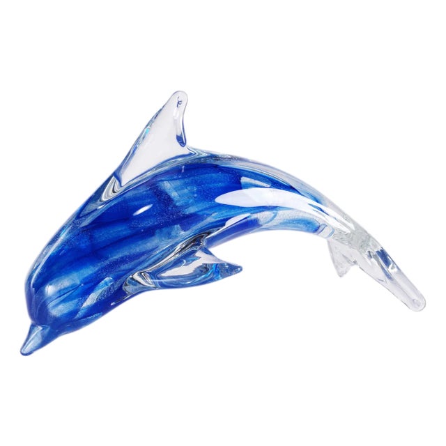 Marinella Decorative Blue Glass Dolphin, Medium For Sale