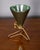 Table lamp with spiral-shaped gilded brass base and conical green metal diffuser, designed by Ettore Sottsass for...
