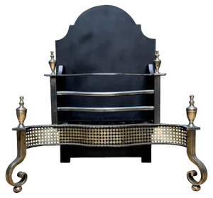 20th Century Georgian Style Brass and Steel Fire Grate