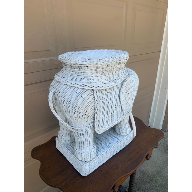 Mid-Century Modern A Palm Beach Icon | White Wicker Elephant Drinks Table, 1970s For Sale - Image 3 of 12