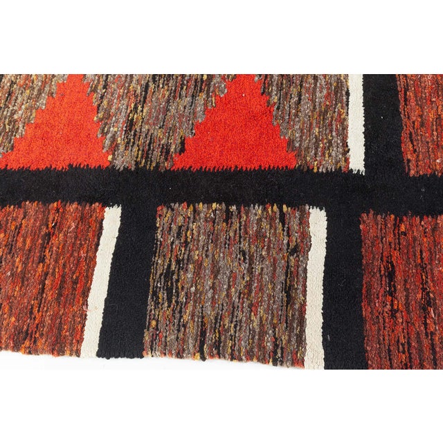 Mid-Century Modern Doris Leslie Blau Mid-20th Century Vintage Swedish Red Rag Rug For Sale - Image 3 of 9