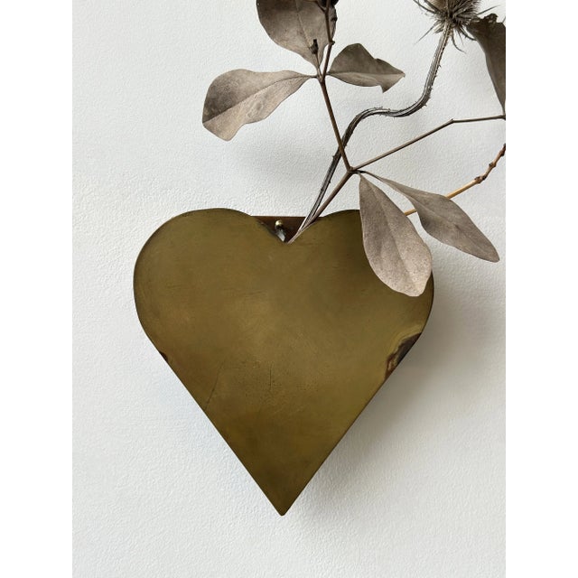Mid 20th Century Vintage Brass + Copper Heart Wall Pocket, Circa Mid-20th Century For Sale - Image 5 of 13