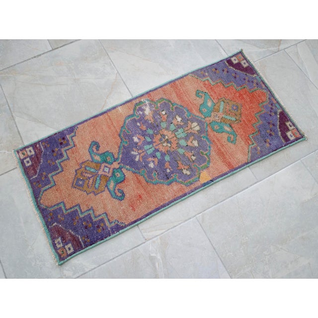 Hand Knotted Door Mat, Entryway Rug, Bath Mat, Kitchen Decor, Small Rug, Turkish Rug - 1′4″ × 2′11″ For Sale - Image 9 of 12
