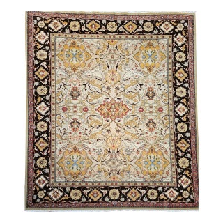 Vintage Turkish Oushak Rug, Hand-Knotted Wool, Allover Geometric Pattern, Ivory & Tan, 8x10 For Sale